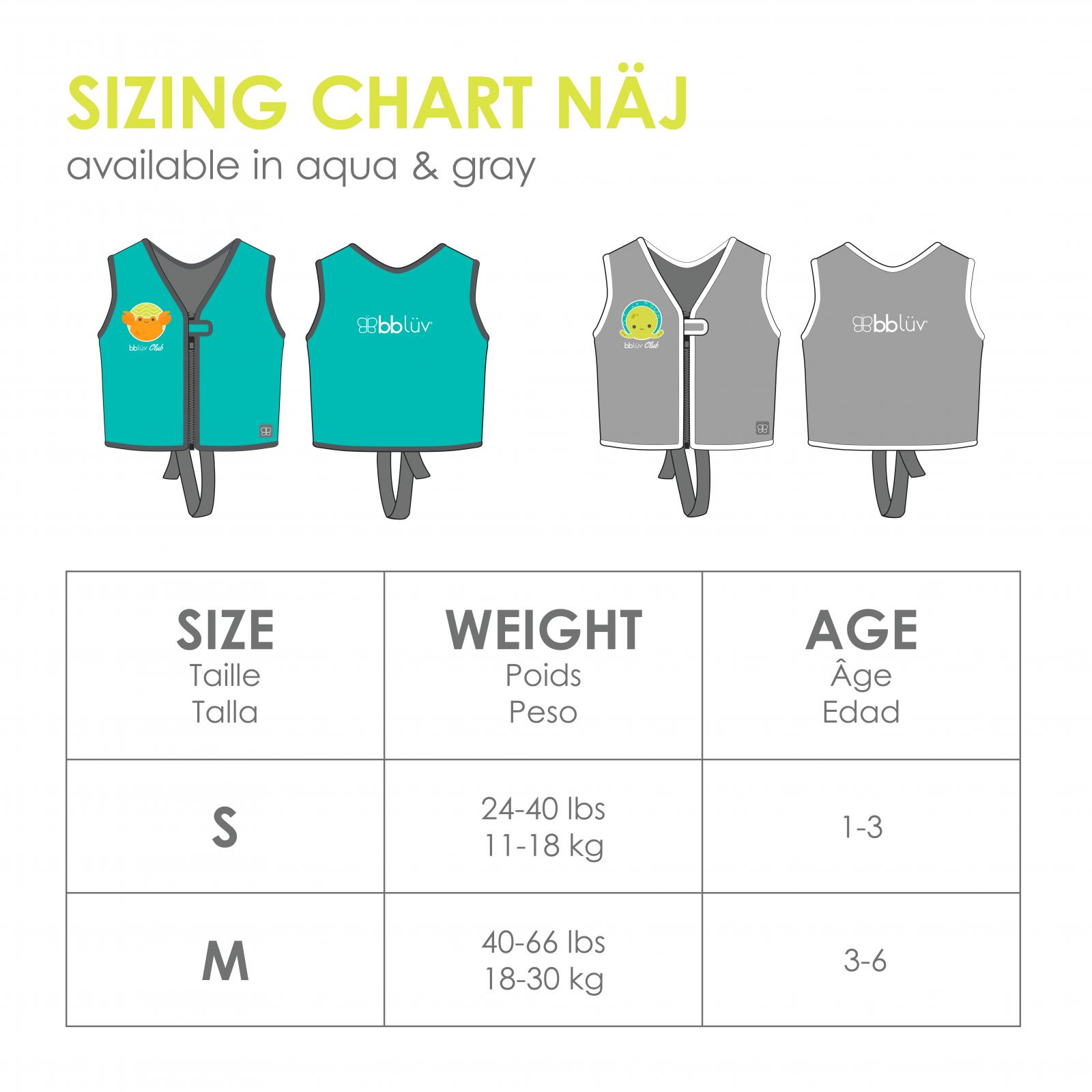 Gilet de natation évolutif Näj Gris (1-3 ans) BBLUV document 1